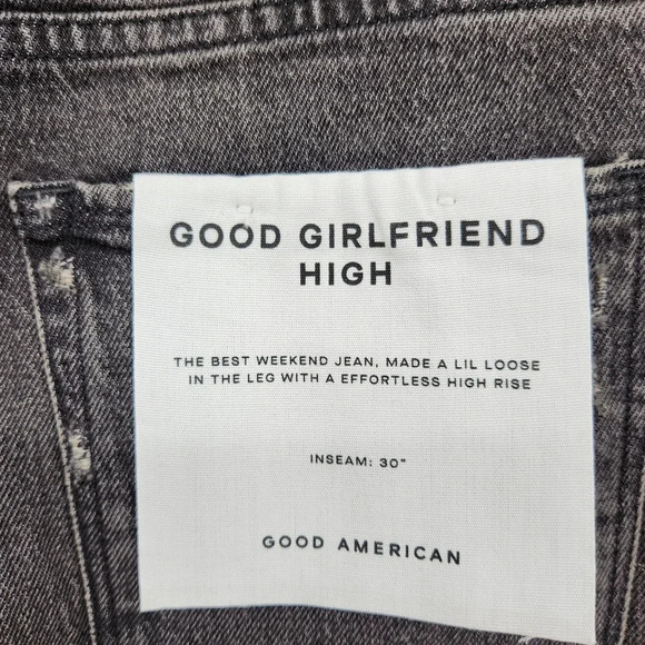 Good American Good Girlfriend High Rise Black Wash Loose in the Leg NWT Jeans 00 - Picture 5 of 15
